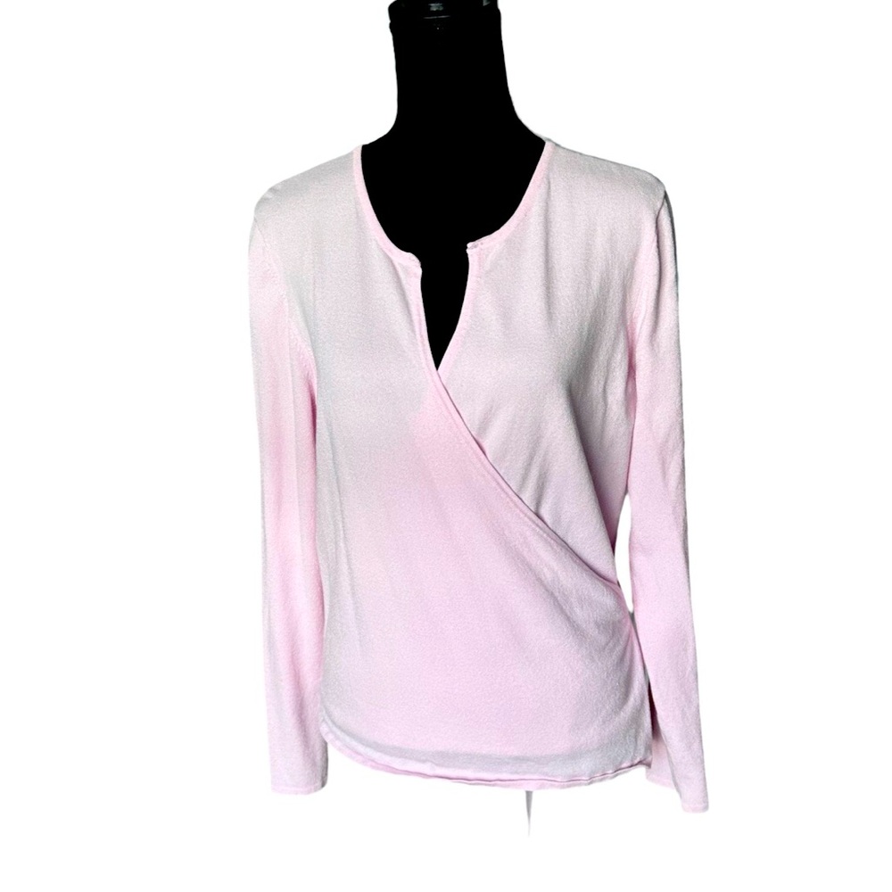 Anne Klein Pink cropped wrap sweater size XL